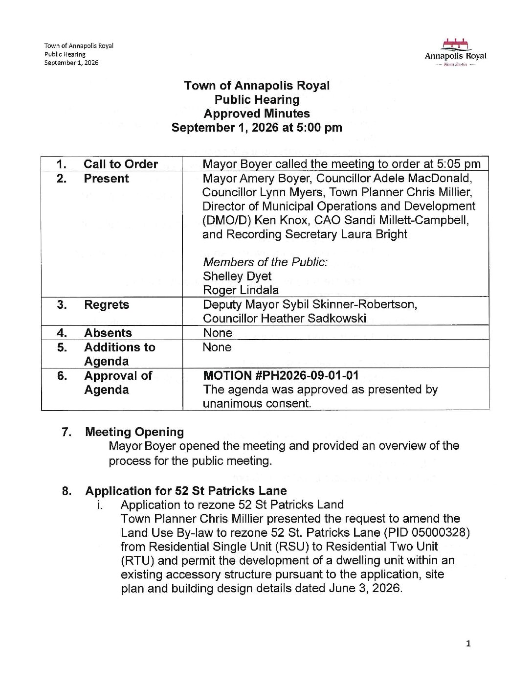 September 2026 – Land Use By-law Amendment – 52 St Patricks Rezoning